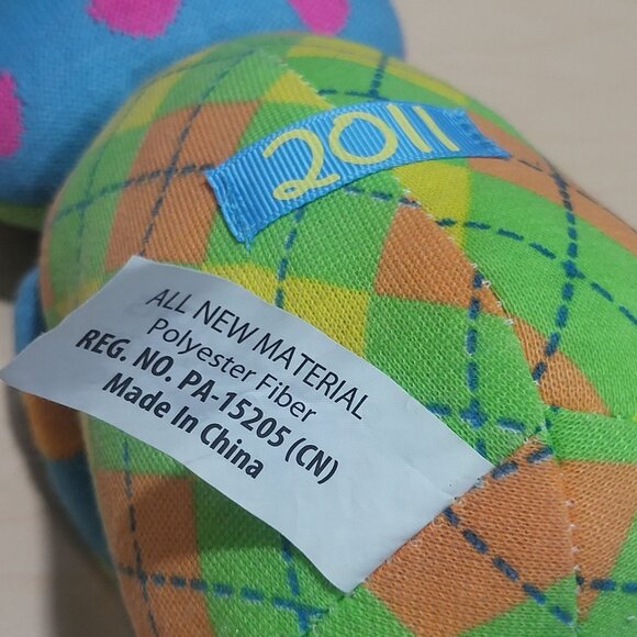 SCM Designs Knit Sock Frog Yellow Blue Stuffed Animal Plush Polka Dots 2011 - Picture 10 of 12